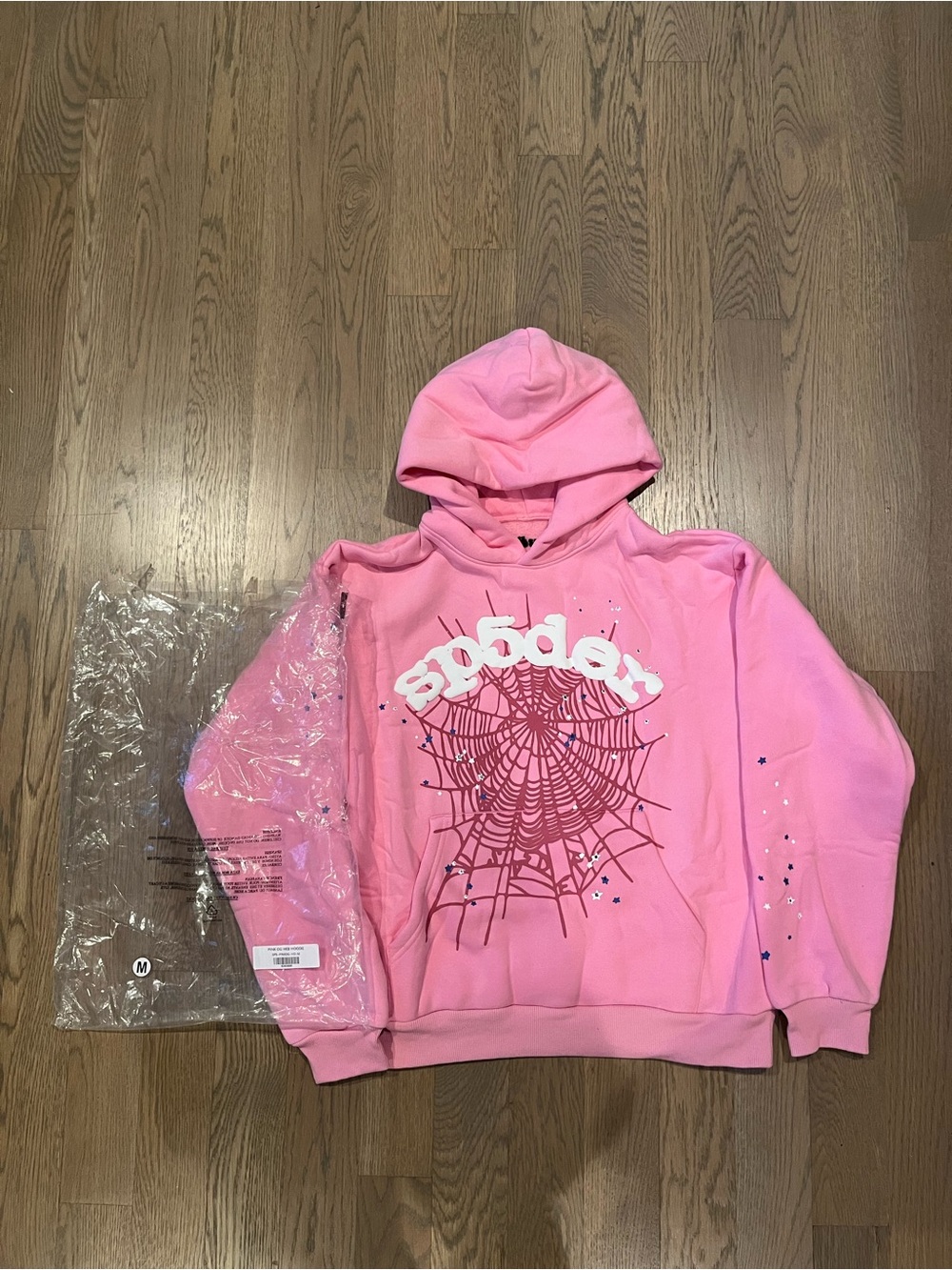 Sp5der pink og web hoodie size medium